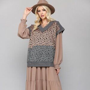 Texture Knit Mixed Vest